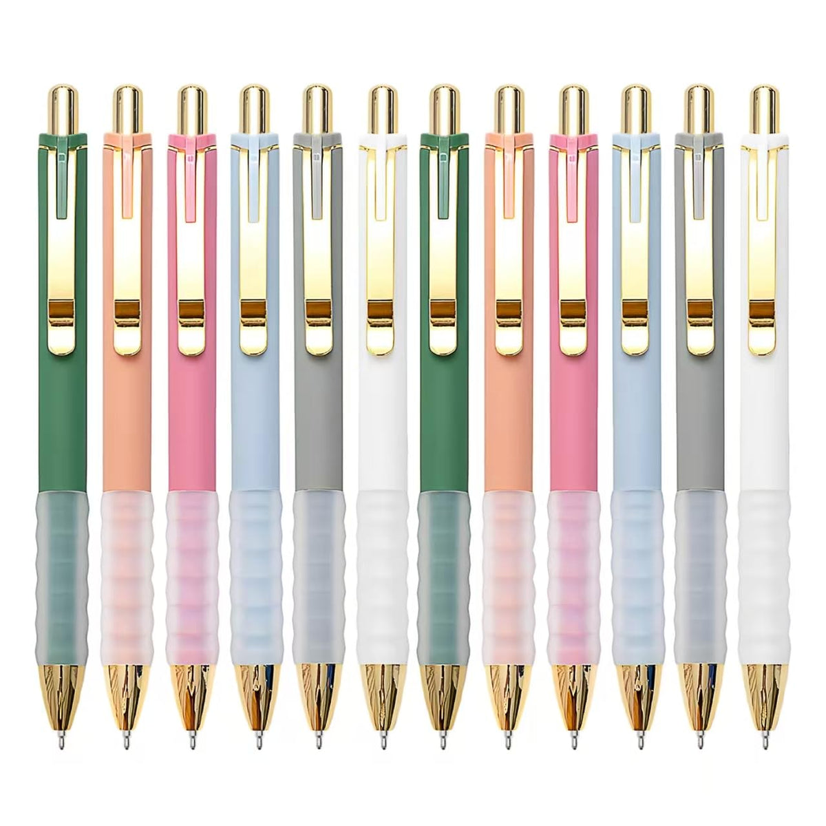 Linbsunne Ballpoint Pens Black Medium Point 1mm with Super Soft Grip Ball Point Pen for Men Women Retractable(style2, 12 pcs)