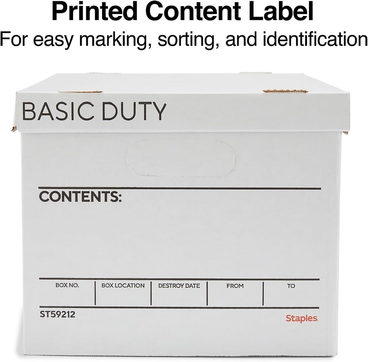 Staples Storage & Filing Box, Basic-Duty with Handles & Removeable Lid, Letter & Legal Size Documents, Stackable, 20-Pack, White/Black