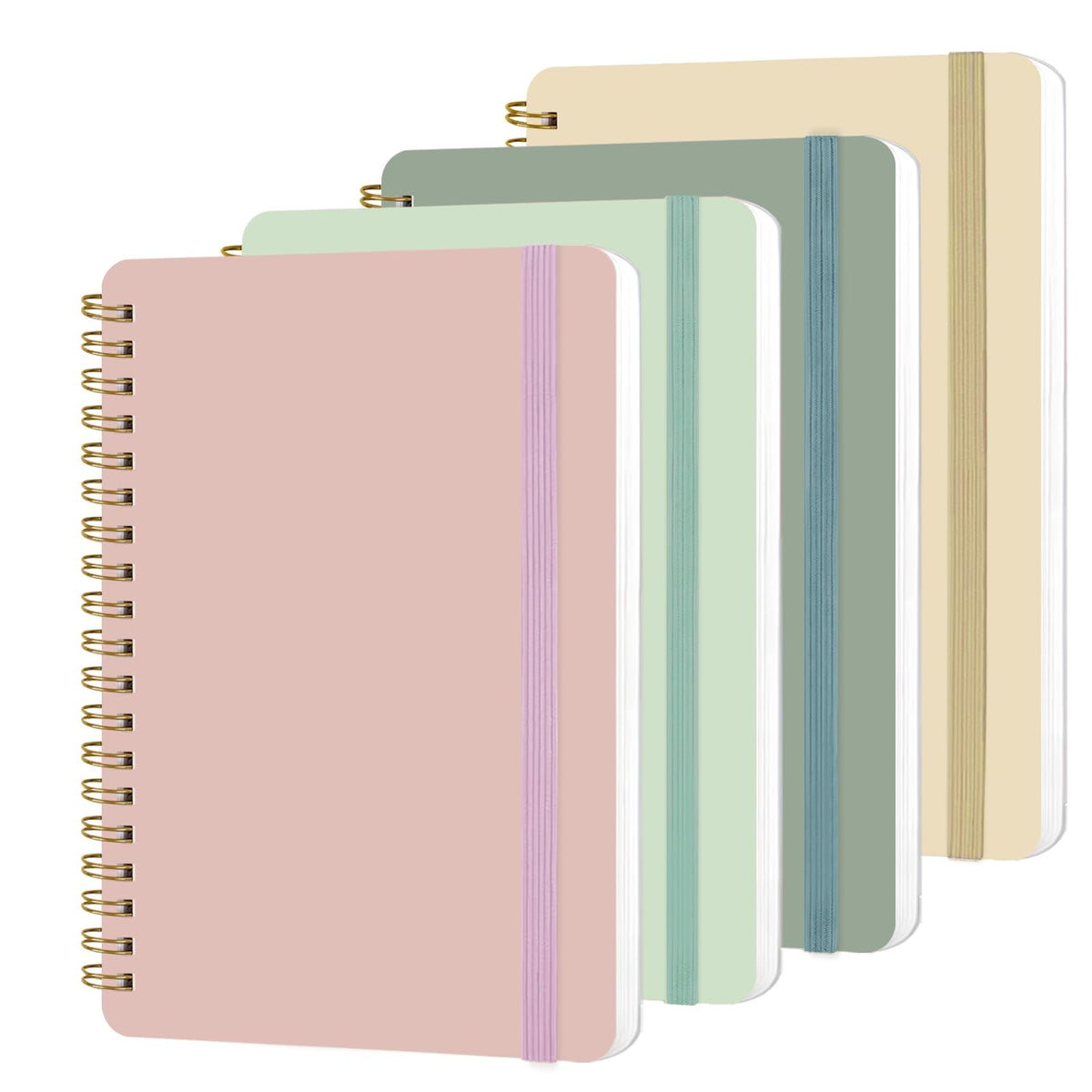 4 PCS Small Spiral Notebook 5x7, Spiral Journal Notebook, Notebooks for Work, School, Small Notebooks 5x7 with Strap, Cute Notebooks for Women 50 Sheets (Blue)