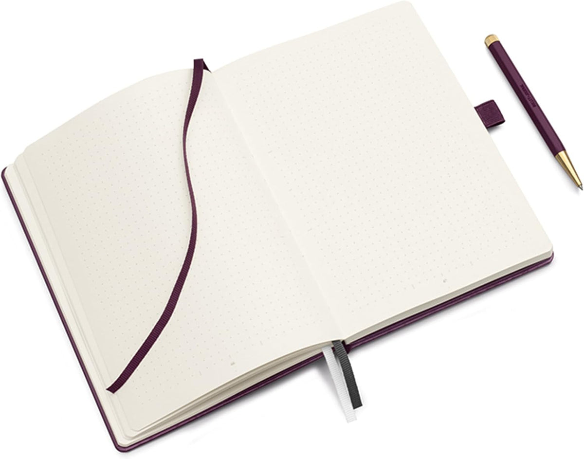 LEUCHTTURM1917 The Official Bullet Journal Edition 2 - Notebook Built for BuJo, Medium A5 204 Pages of 120gsm Paper, with Bujo Pocket Guide (Purple26)