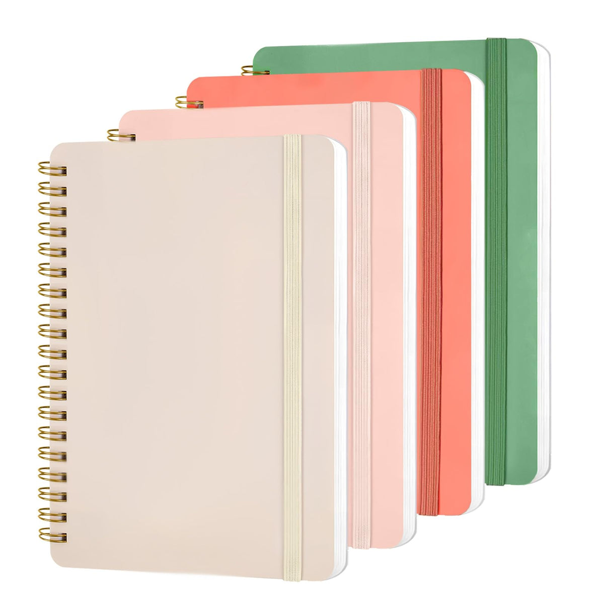 4 PCS Small Spiral Notebook 5x7, Spiral Journal Notebook, Notebooks for Work, School, Small Notebooks 5x7 with Strap, Cute Notebooks for Women 50 Sheets (Blue)