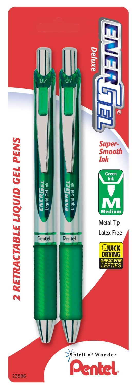 Pentel EnerGel Deluxe RTX Retractable Liquid Gel Pen, 0.7mm, Metal Tip, Blue Ink, 2 Pack (BL77BP2C)