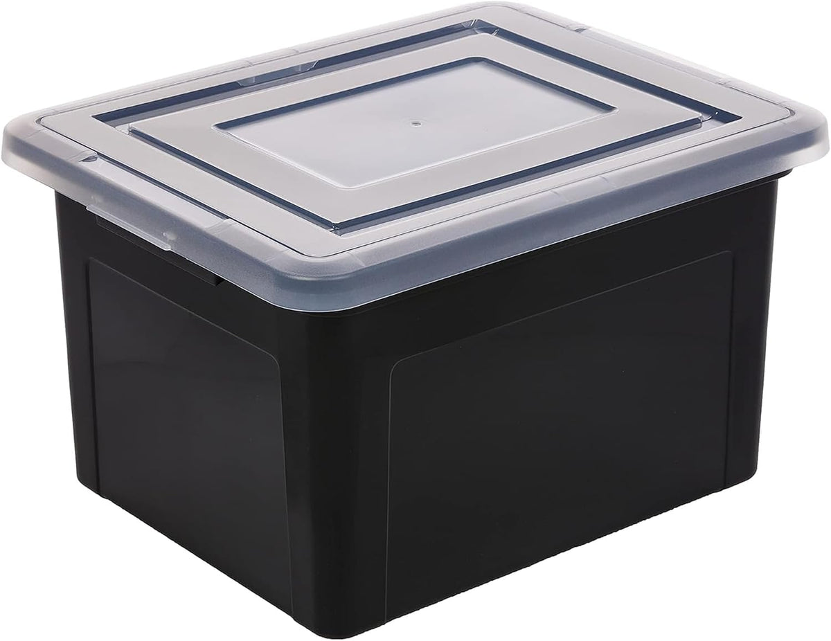 IRIS USA 4-Pack 35 Qt. Letter/Legal File Box with Latching Lid, Black