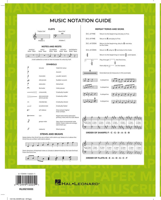 Manuscript Paper - Hal Leonard Standard Wirebound | 96-Page Music Writing Notebook with 12 Staves per Page | Spiral-Bound Staff Paper for Composers, Students, and Teachers | Includes Notation Guide