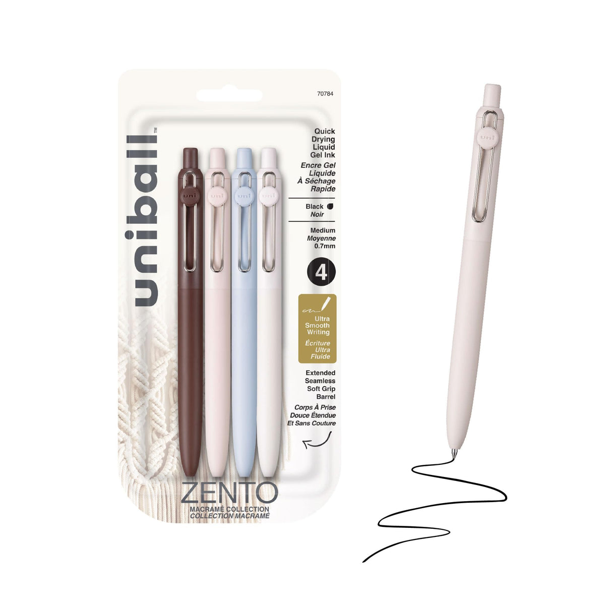 uniball™ Zento Gel Pens, Black Ink, 0.7mm Medium Point, 12 Count