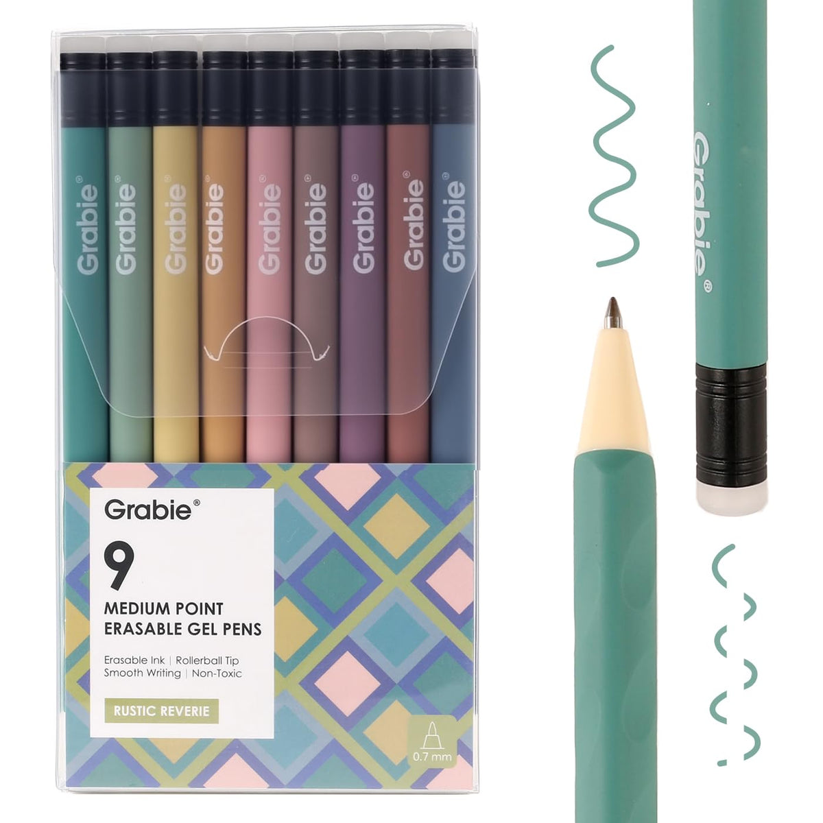 Grabie Erasable Gel Pens, 6 Pack Black Blue Red 0.7 mm Medium Point