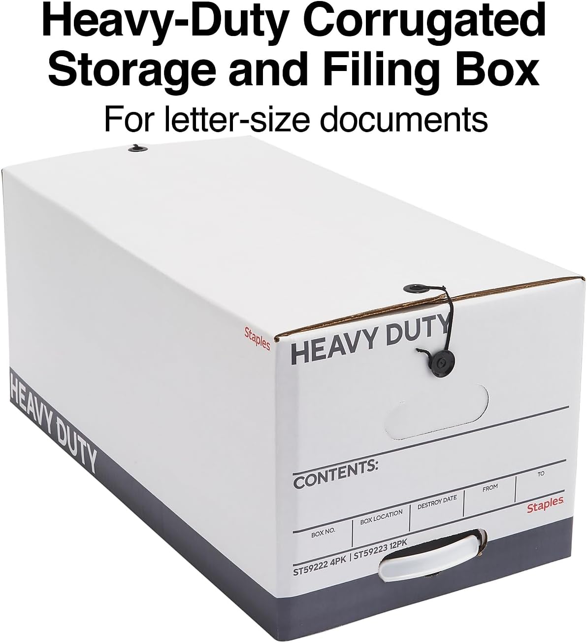 Staples Storage & Filing Box, Letter Size, Stackable, 4-Pack, White/Gray