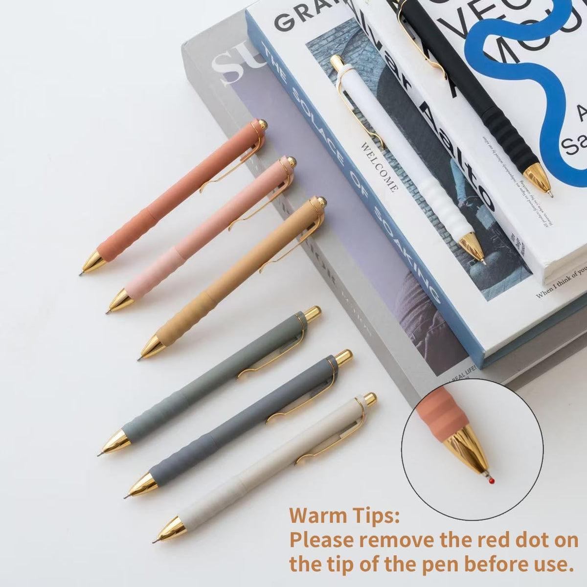Linbsunne Ballpoint Pens Black Medium Point 1mm with Super Soft Grip Ball Point Pen for Men Women Retractable(style2, 12 pcs)