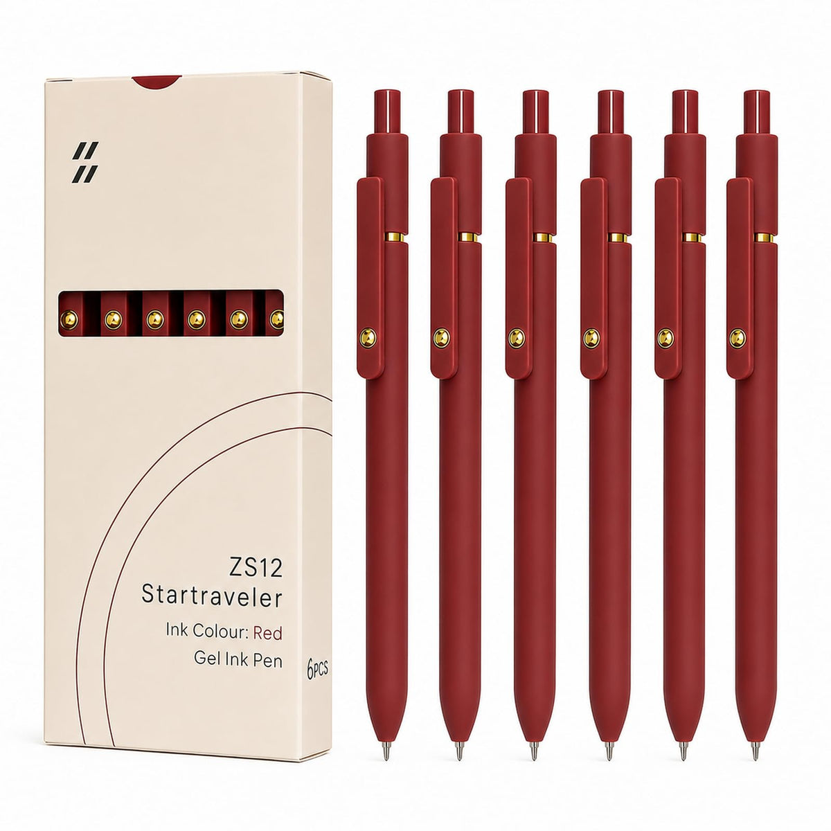 FIOVER Red Gel Pens, 6 Pack 0.7mm Red Colored Pens for Journaling and Notes
