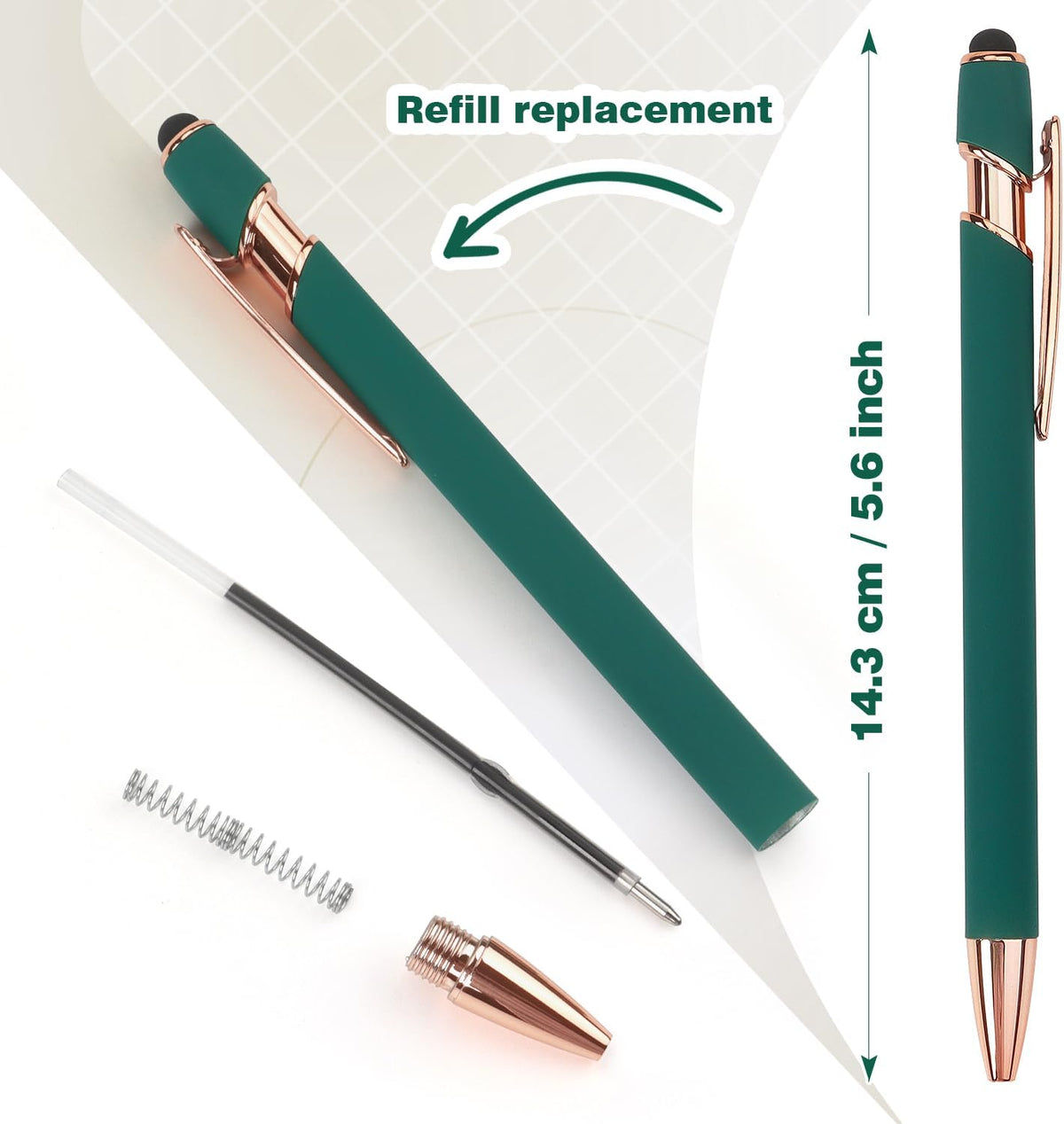 6 Pack Ballpoint Pen 2-in-1 Pen with Stylus tip, 1.0 mm Black Ink