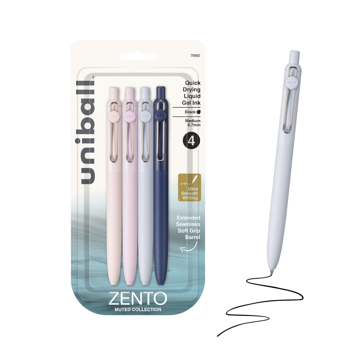 uniball™ Zento Gel Pens, Black Ink, 0.7mm Medium Point, 12 Count