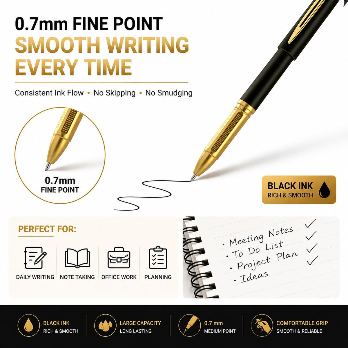 30ct Black Gel Pens 0.7mm Medium Point Smooth Writing Bulk Set