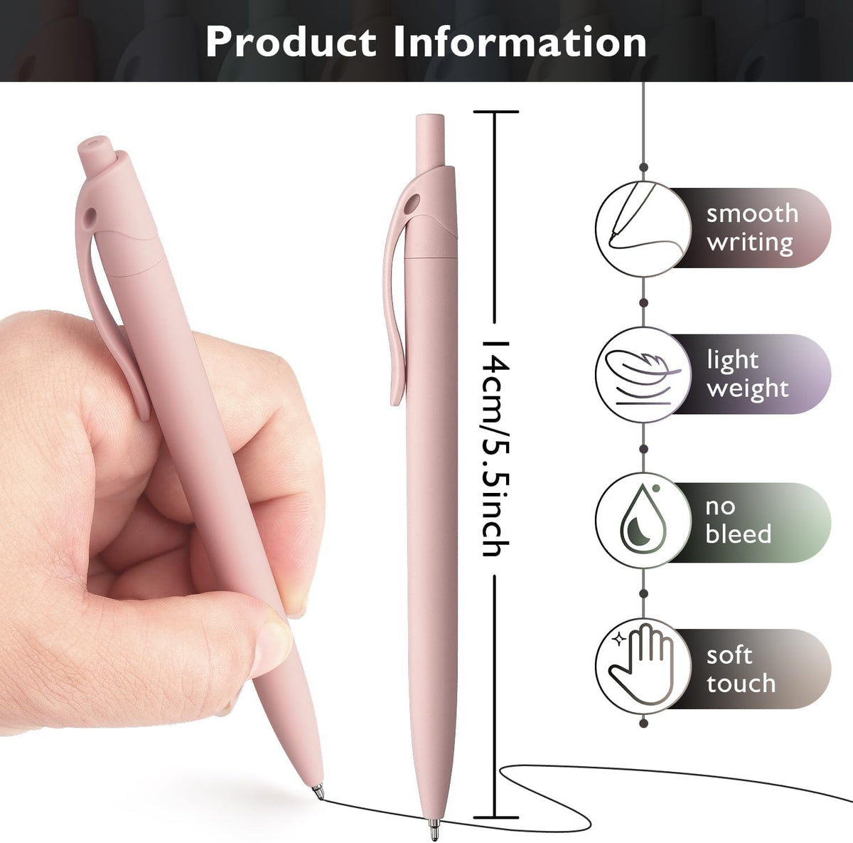 Bribobo 8-Pack Retractable Ballpoint Pens, Smooth Writing, Black Ink