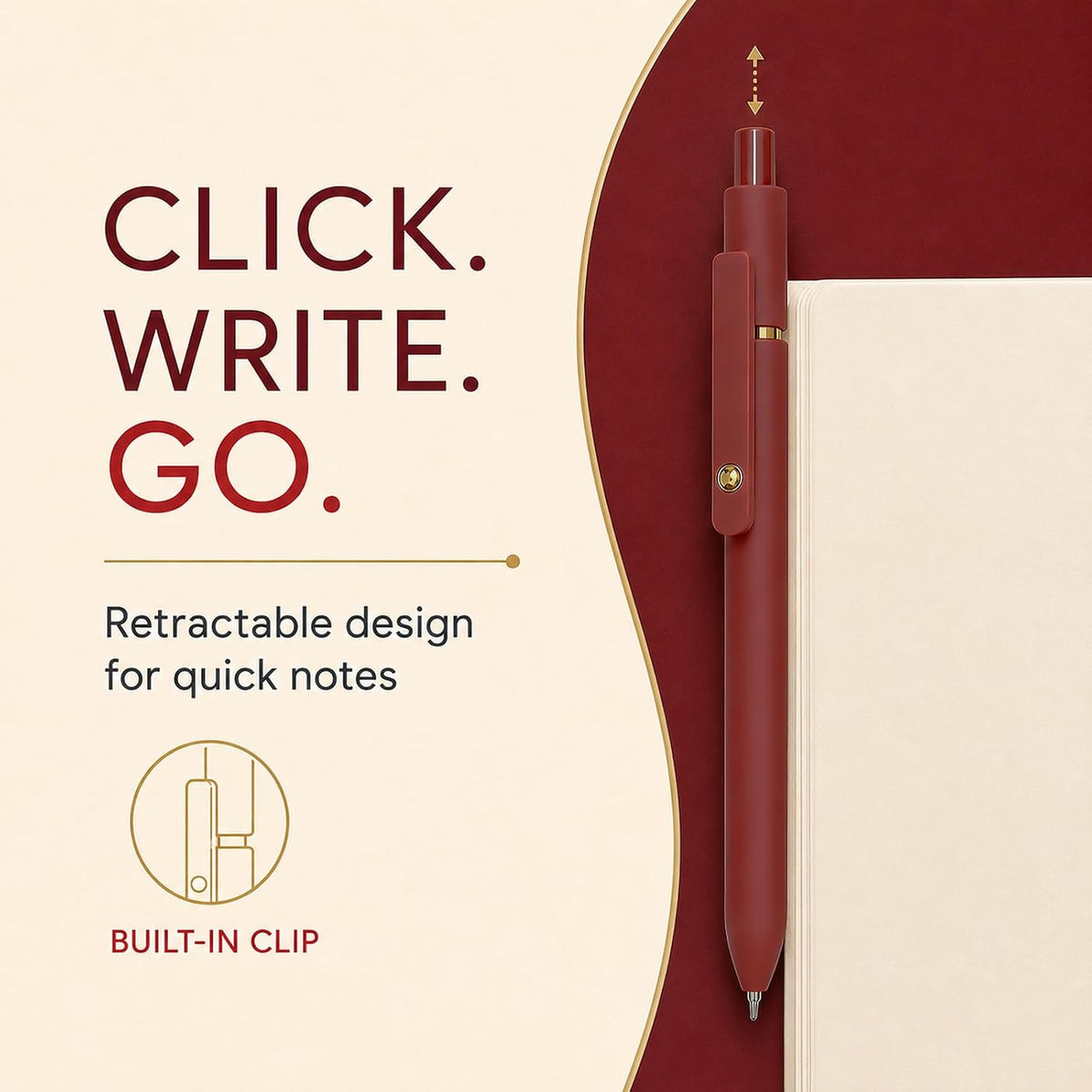 FIOVER Red Gel Pens, 6 Pack 0.7mm Red Colored Pens for Journaling and Notes