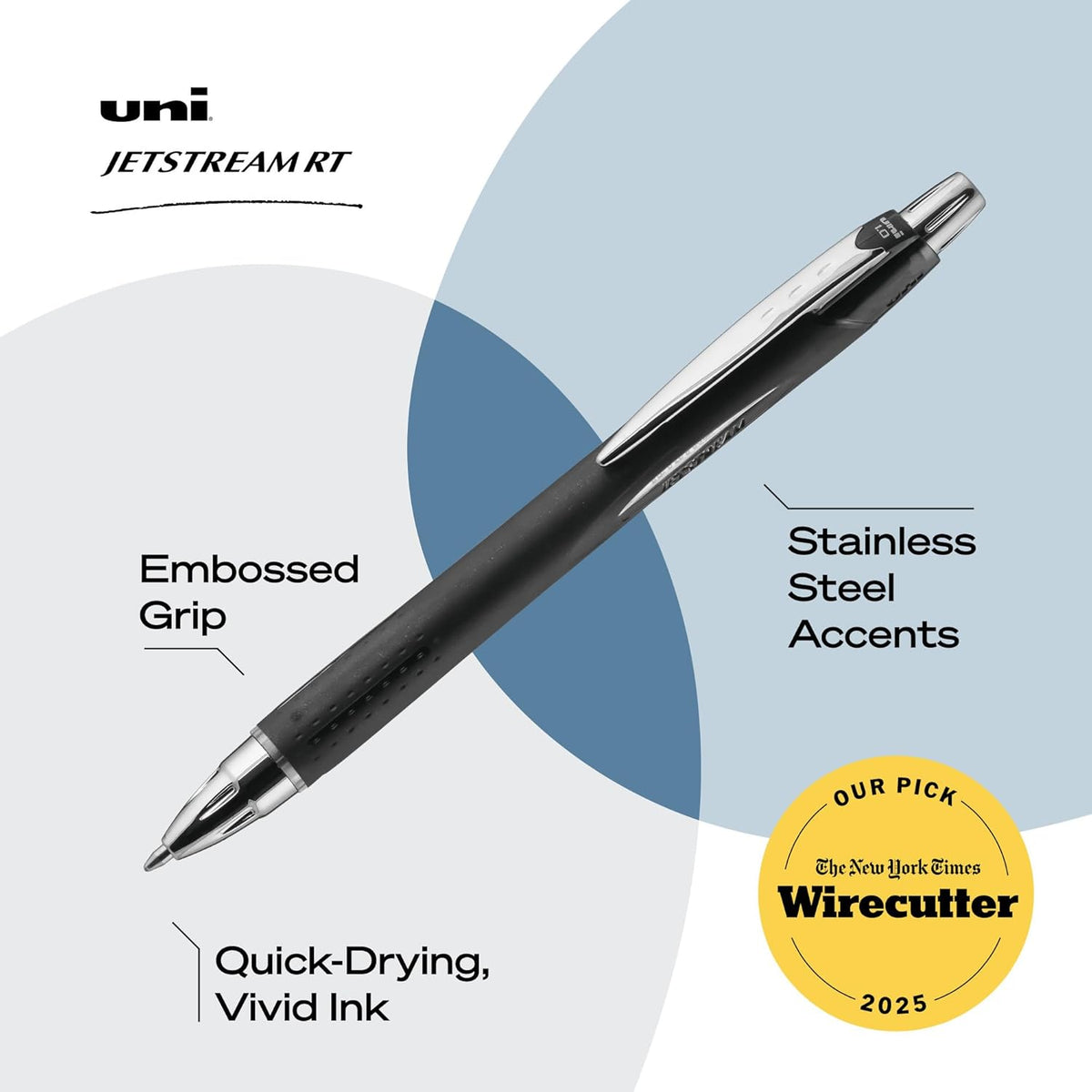 uniball Jetstream RT Ballpoint Pens, Fine Point (0.7mm), Black (Pack of 24)