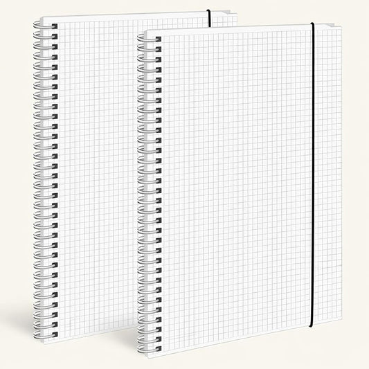 BESARME 2 Pack Graph Paper Spiral Notebooks, 8.5 x 11 In, 80 Sheets