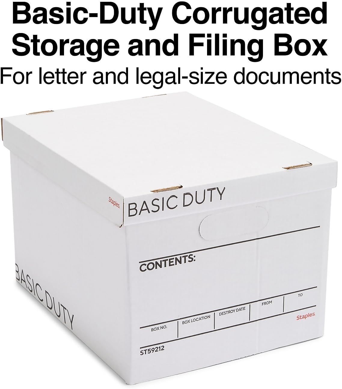 Staples Storage & Filing Box, Basic-Duty with Handles & Removeable Lid, Letter & Legal Size Documents, Stackable, 20-Pack, White/Black