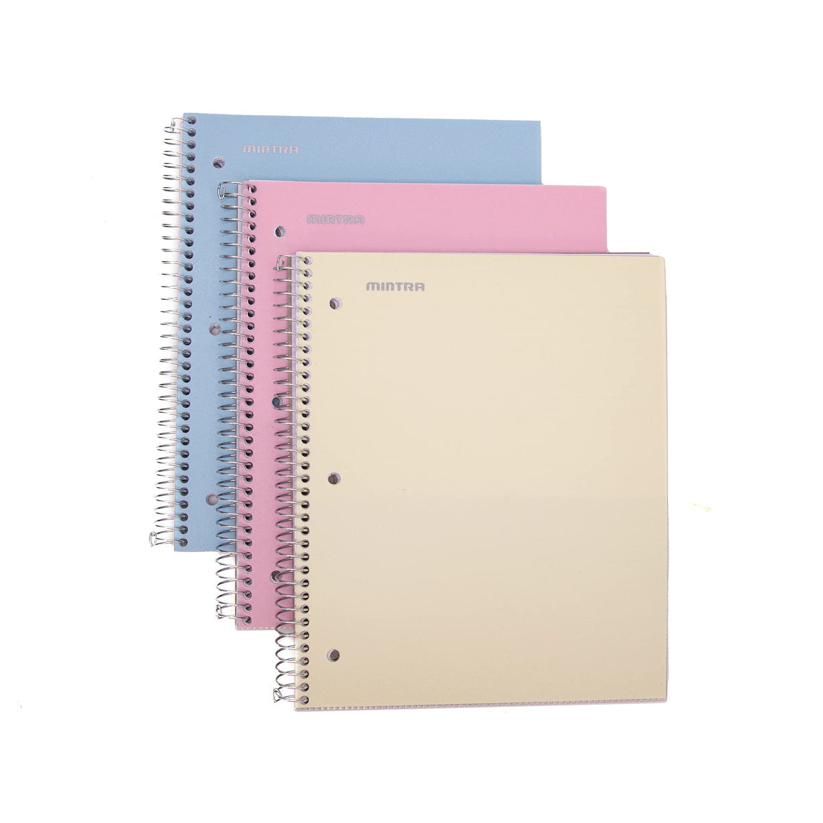 Mintra Office Durable Spiral Notebooks, 1 Subject, (Salmon, Sage Green, Lavender, Wide Ruled 3pk) - 100 Sheets, Poly Pocket, Moisture Resistant Cover, School, Office, Professional