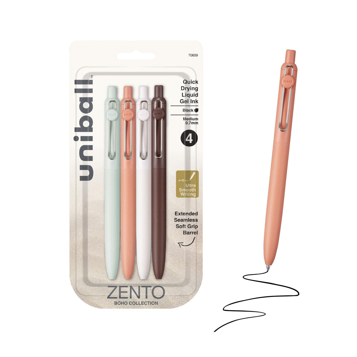 uniball™ Zento Gel Pens, Black Ink, 0.7mm Medium Point, 12 Count