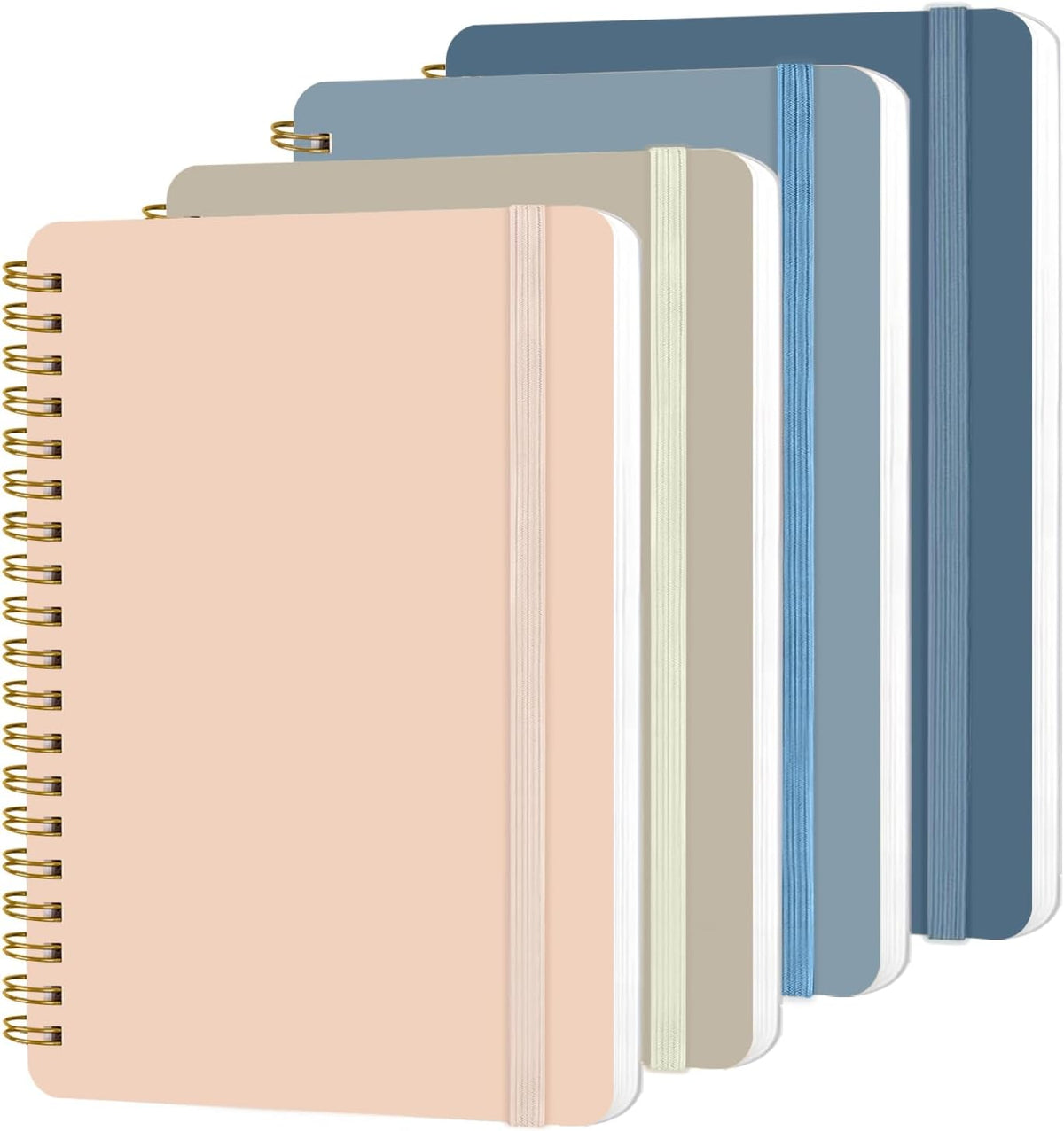 4 PCS Small Spiral Notebook 5x7, Spiral Journal Notebook, Notebooks for Work, School, Small Notebooks 5x7 with Strap, Cute Notebooks for Women 50 Sheets (Blue)
