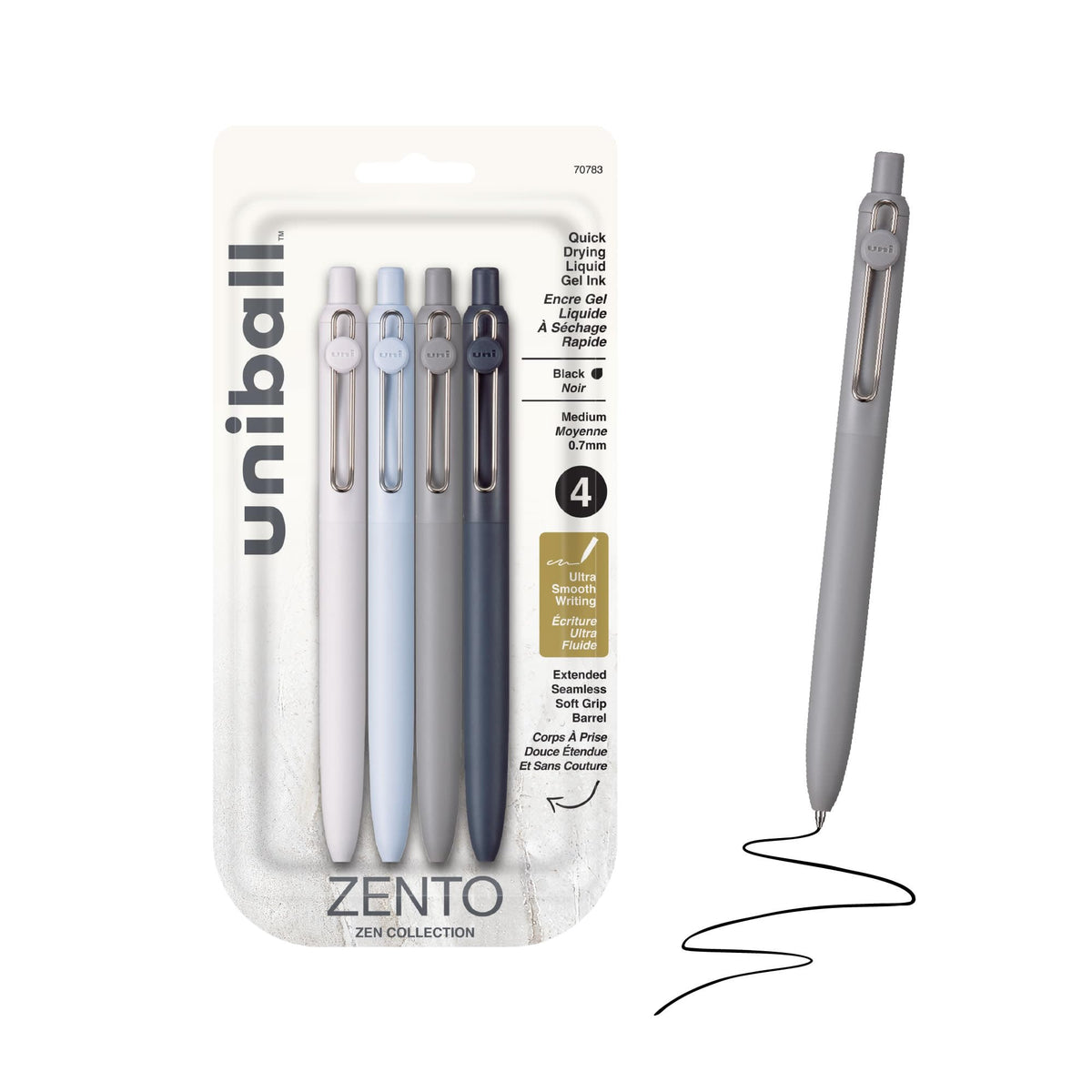 uniball™ Zento Gel Pens, Black Ink, 0.7mm Medium Point, 12 Count