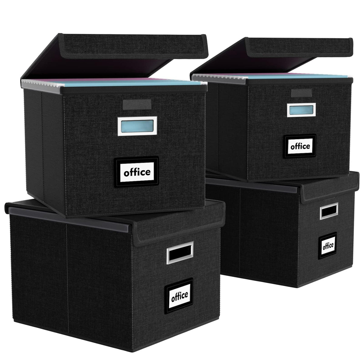 File Organizer Box with Lids, Collapsible File Folder Organizer