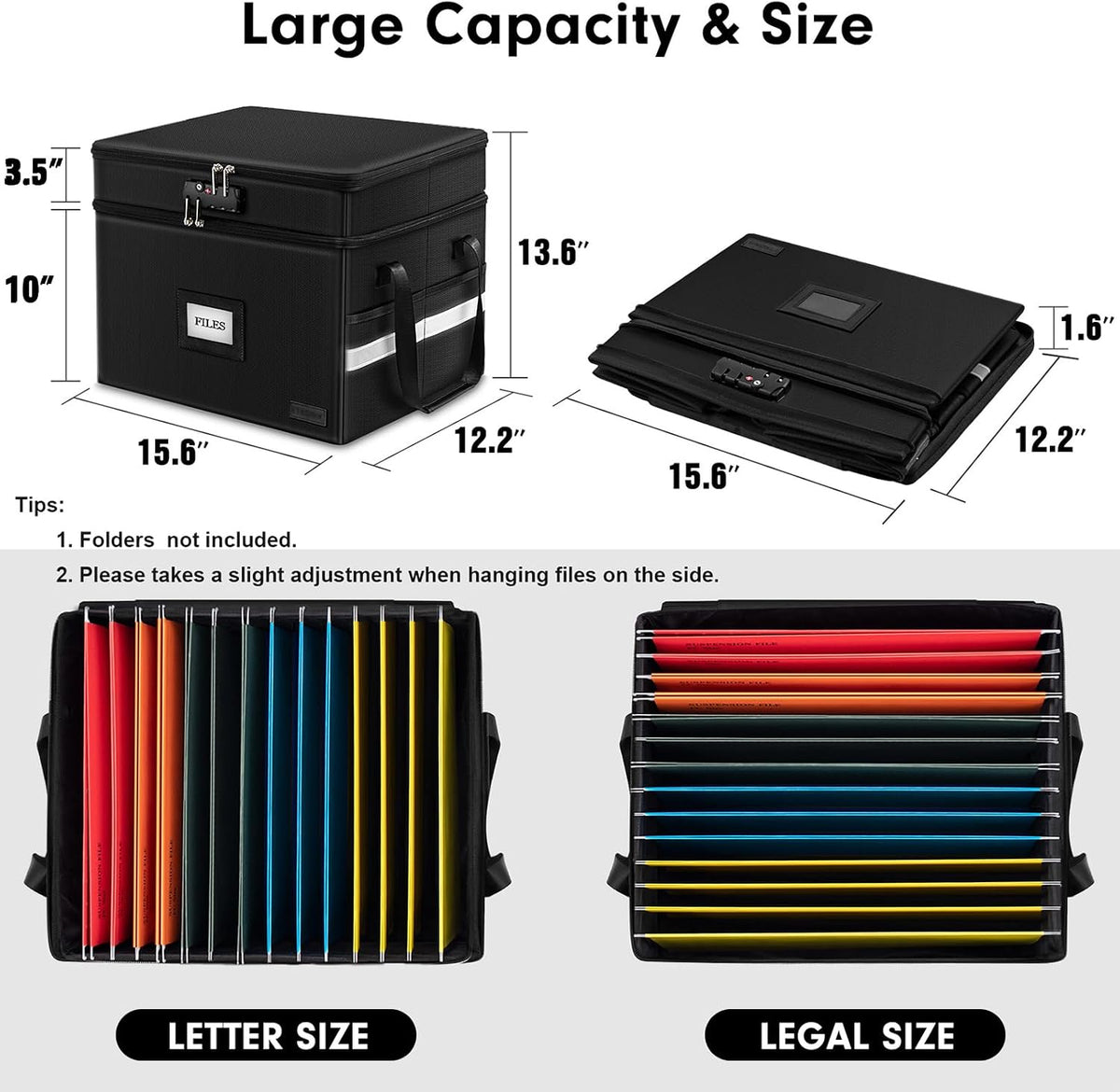 Fireproof File Oganizer with Lock, 2 Layer Fireproof Document Storage Box