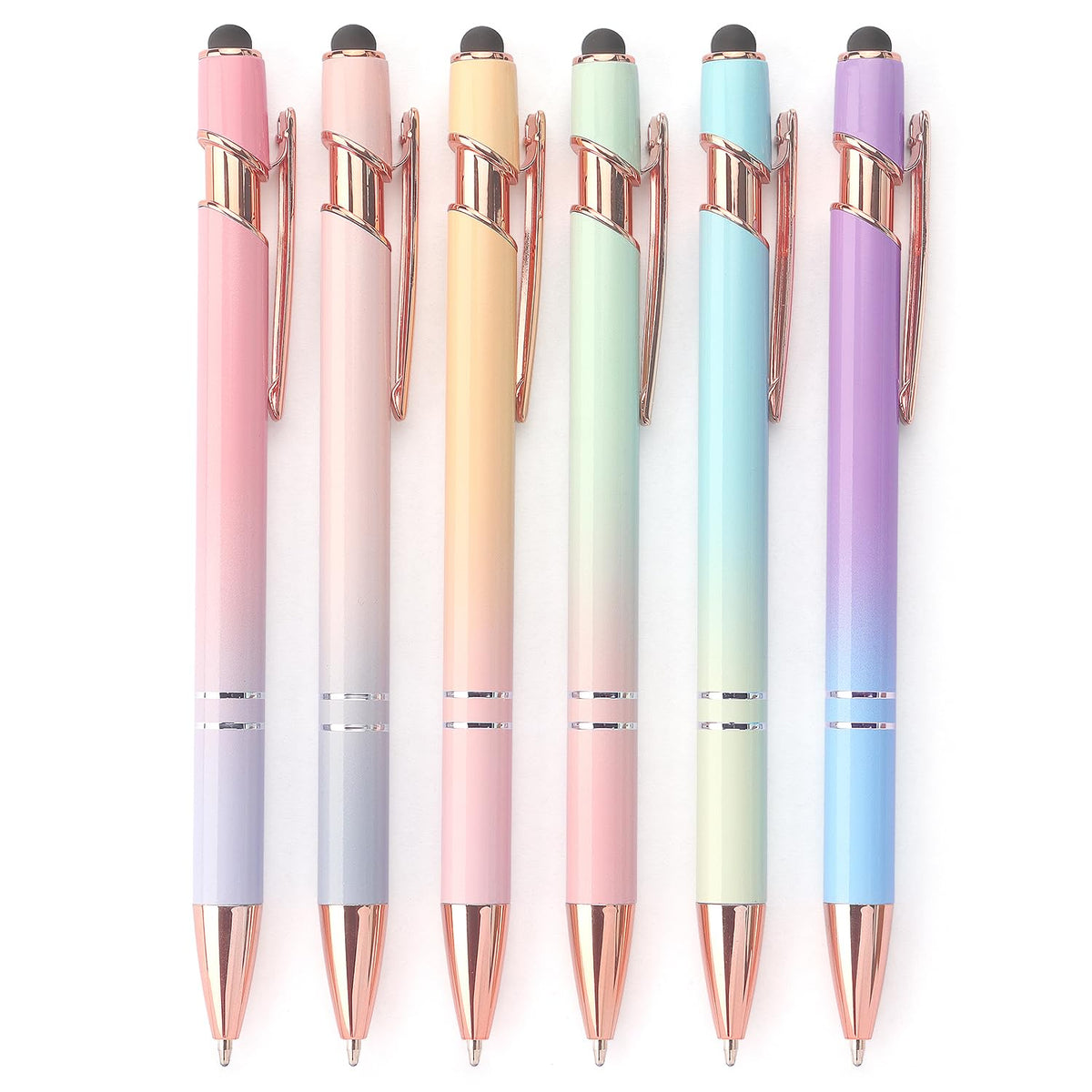 6 Pack Ballpoint Pen 2-in-1 Pen with Stylus tip, 1.0 mm Black Ink