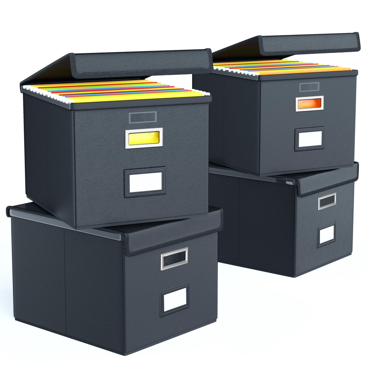 File Organizer Box with Lids, Collapsible File Folder Organizer