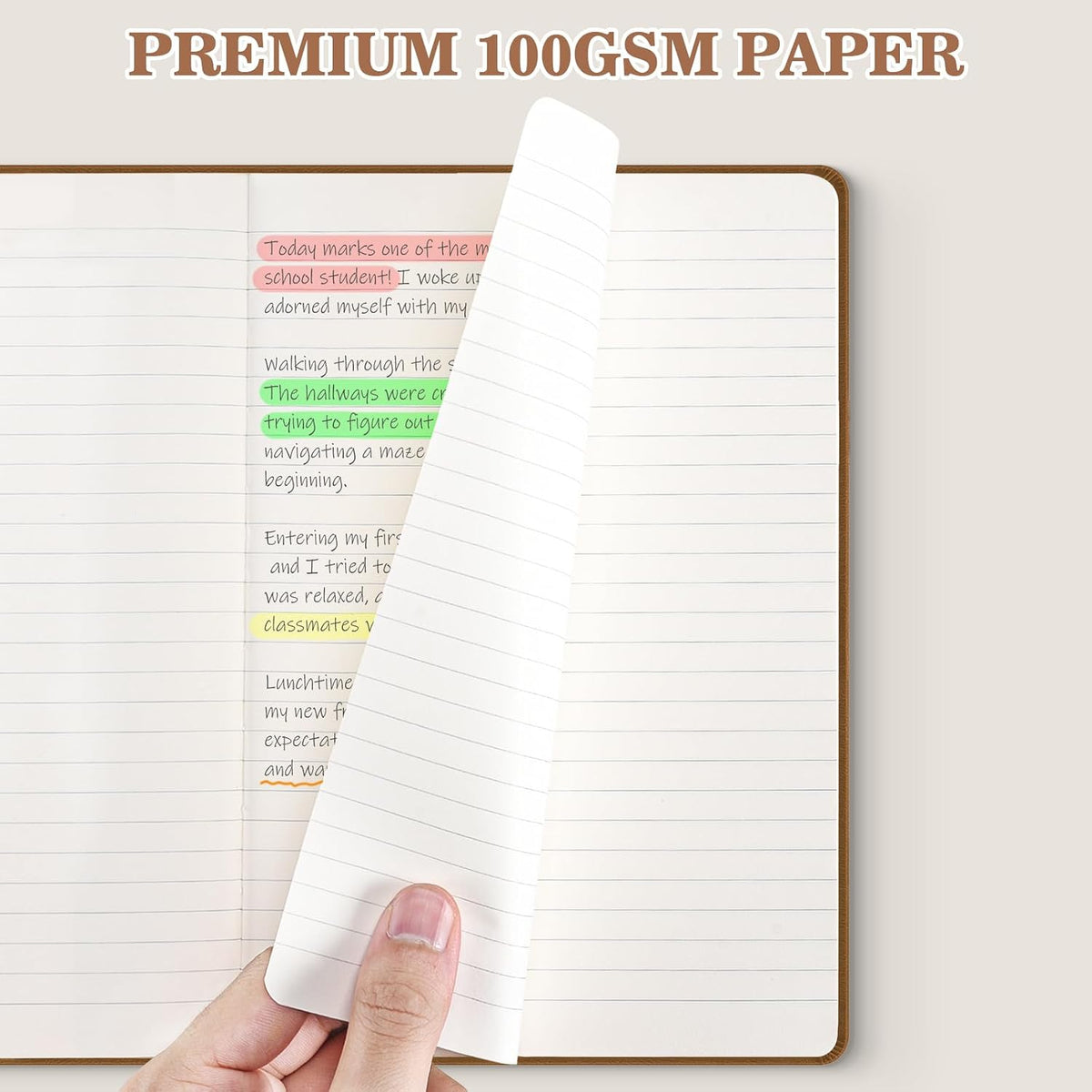 OMEYA Hardcover Journal Notebooks for Work: 4 Pack, A5 100gsm Lined Paper
