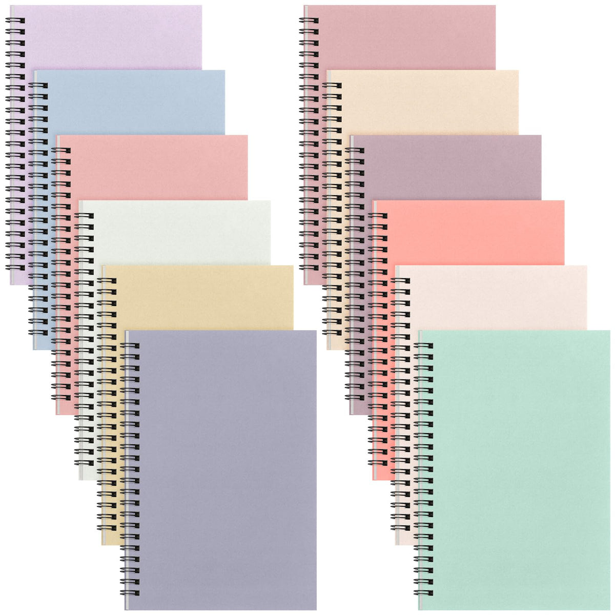 Fuutreo 12 Pcs Spiral Notebook for Work, 8.3 x 5.7 Office Color,Classic