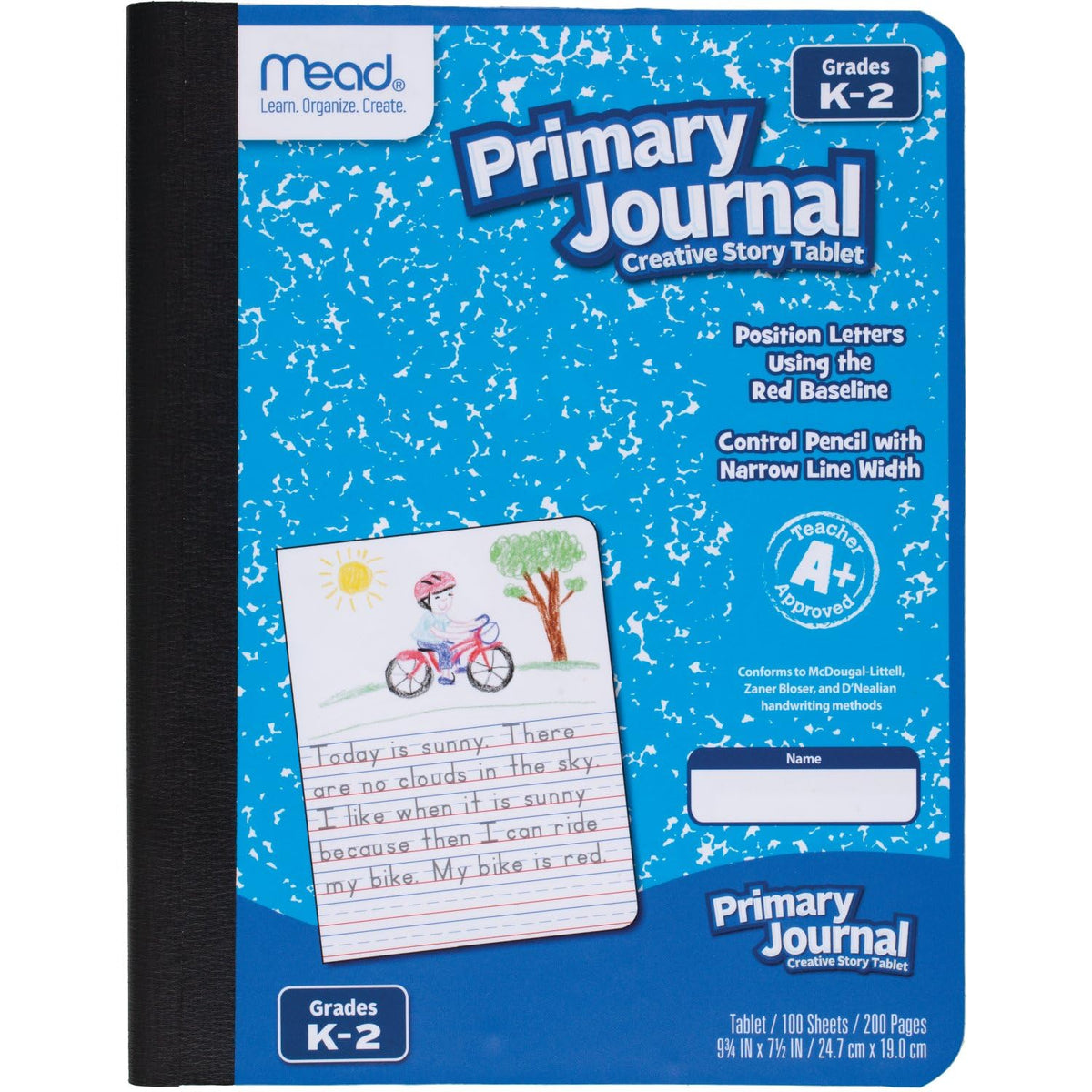 Mead Primary Journal Creative Story Tablet Composition Notebook, 7.5" x 9.75", Grades K-2, 100 Sheets, Blue (09554)