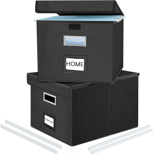 File Organizer Box with Lids, Collapsible File Folder Organizer