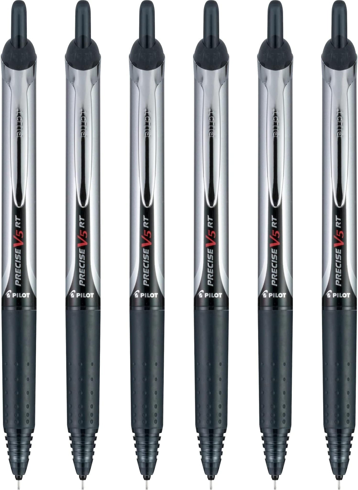 PILOT Precise V5 RT Retractable Rollerball Pens, 0.5mm, Black, 6-Pack