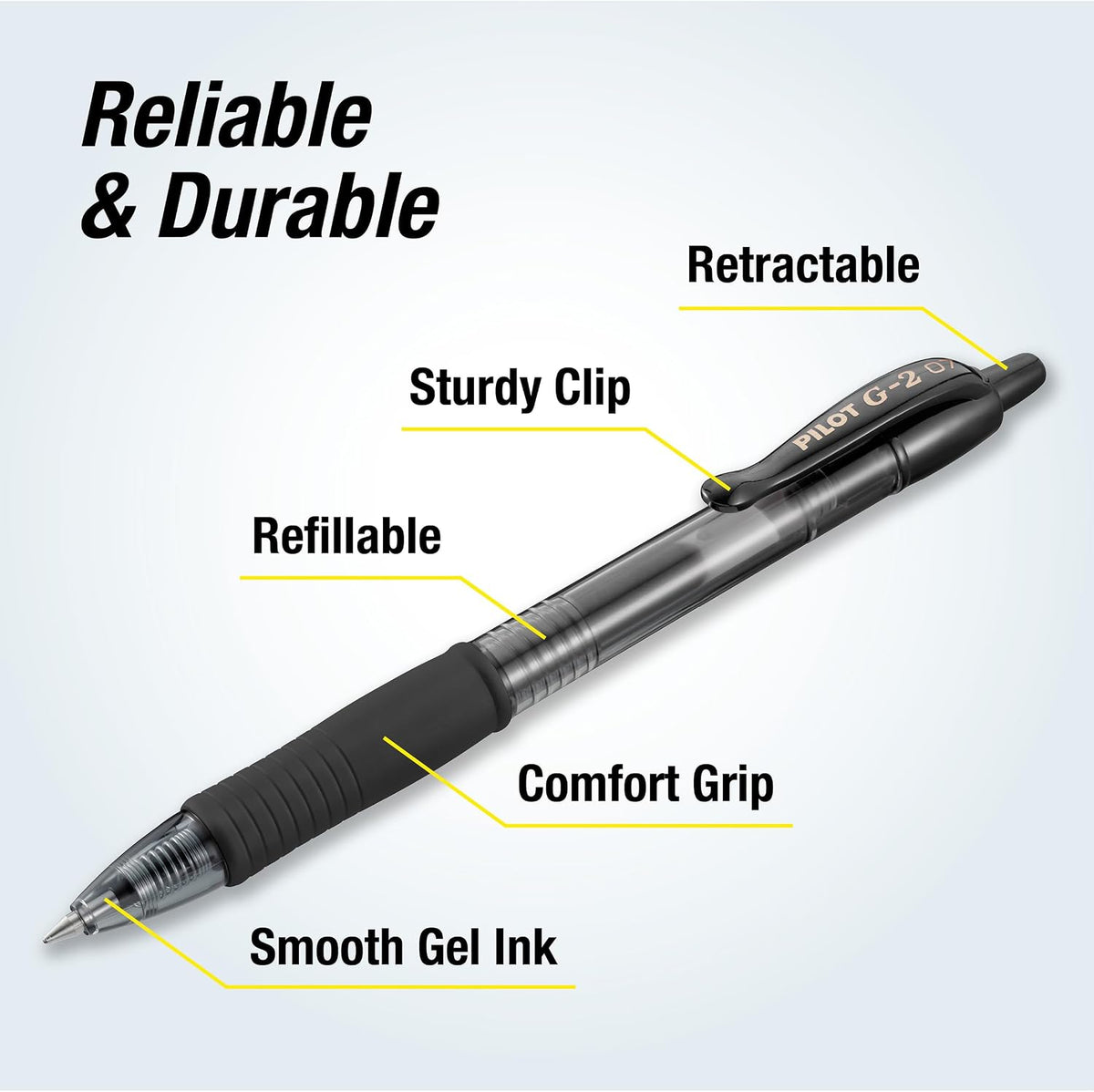 PILOT G2 Premium Gel Pens, Fine Point 0.7mm, Black Ink, 12-Pack