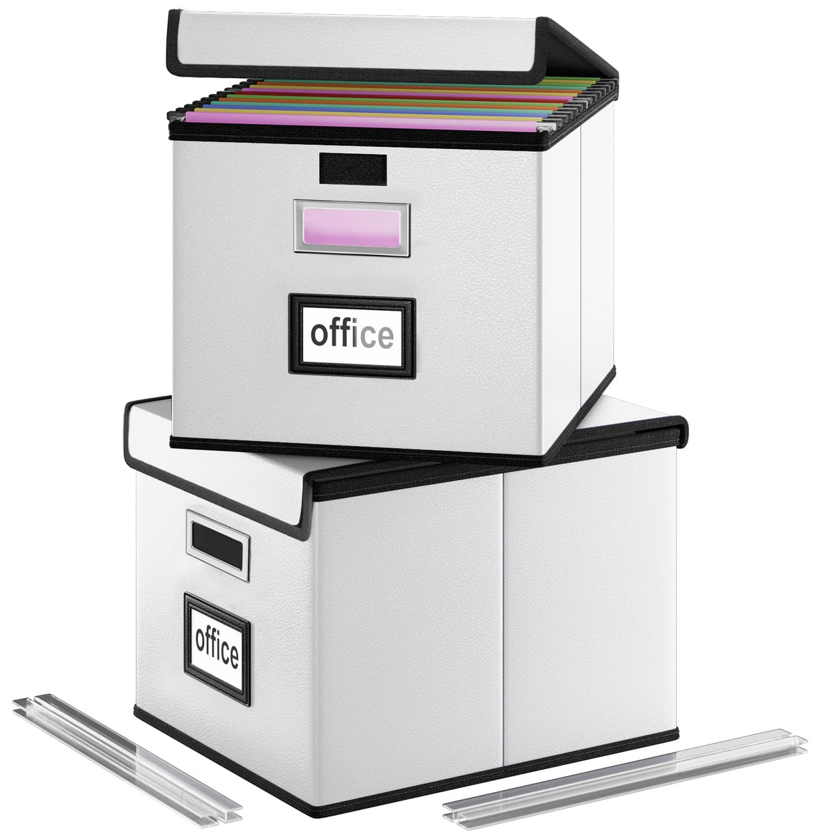 File Organizer Box with Lids, Collapsible File Folder Organizer