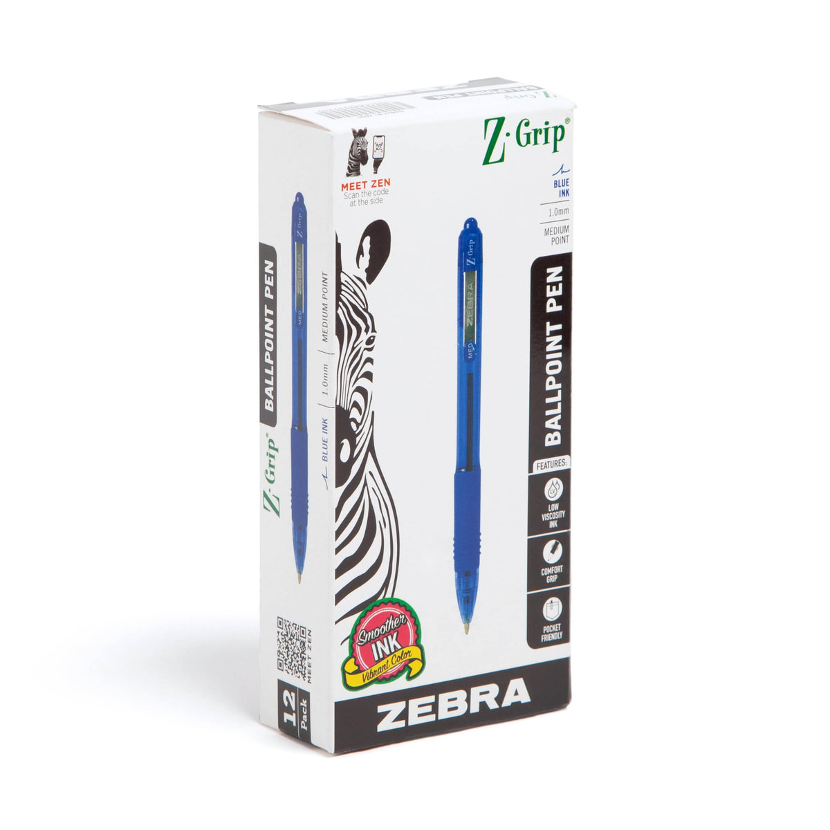 Zebra Pen Z-Grip Ombre Neon Retractable Ballpoint Pen, Black, 1.0mm, 18-Pk