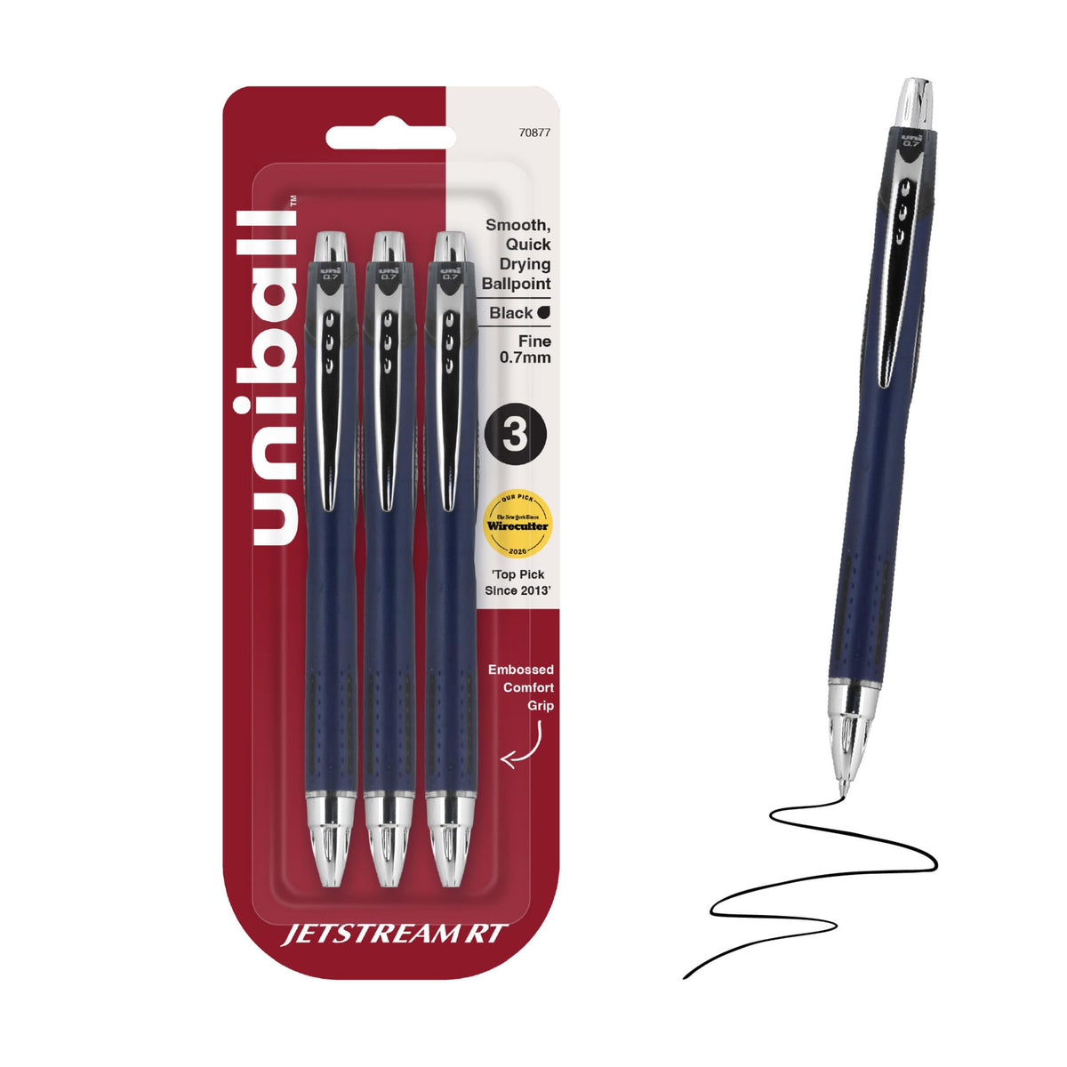 uniball Jetstream RT Ballpoint Pens, Fine Point (0.7mm), Black (Pack of 24)