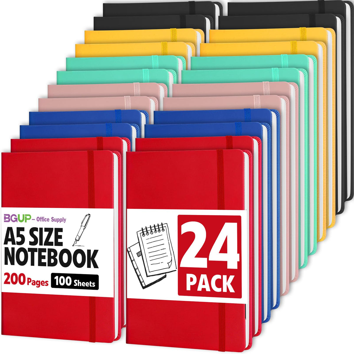 6 Pack Lined Journal Notebook for Work, 200 Pages, Medium 5.5 in x 8.3 in, A5 College Ruled, Hardcover Journaling Notebooks for Writing, Note Taking, Fit for Business Work School Home (Black)