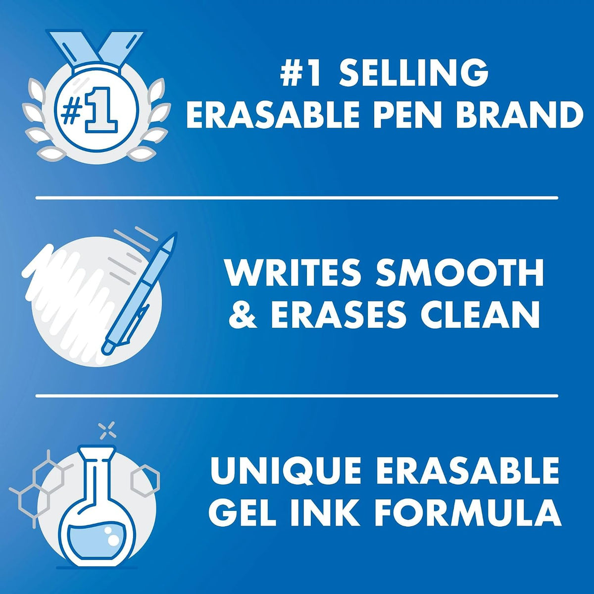 PILOT FriXion Clicker Erasable Pens, Fine Point 0.7 mm, Black Ink, 3-Pack