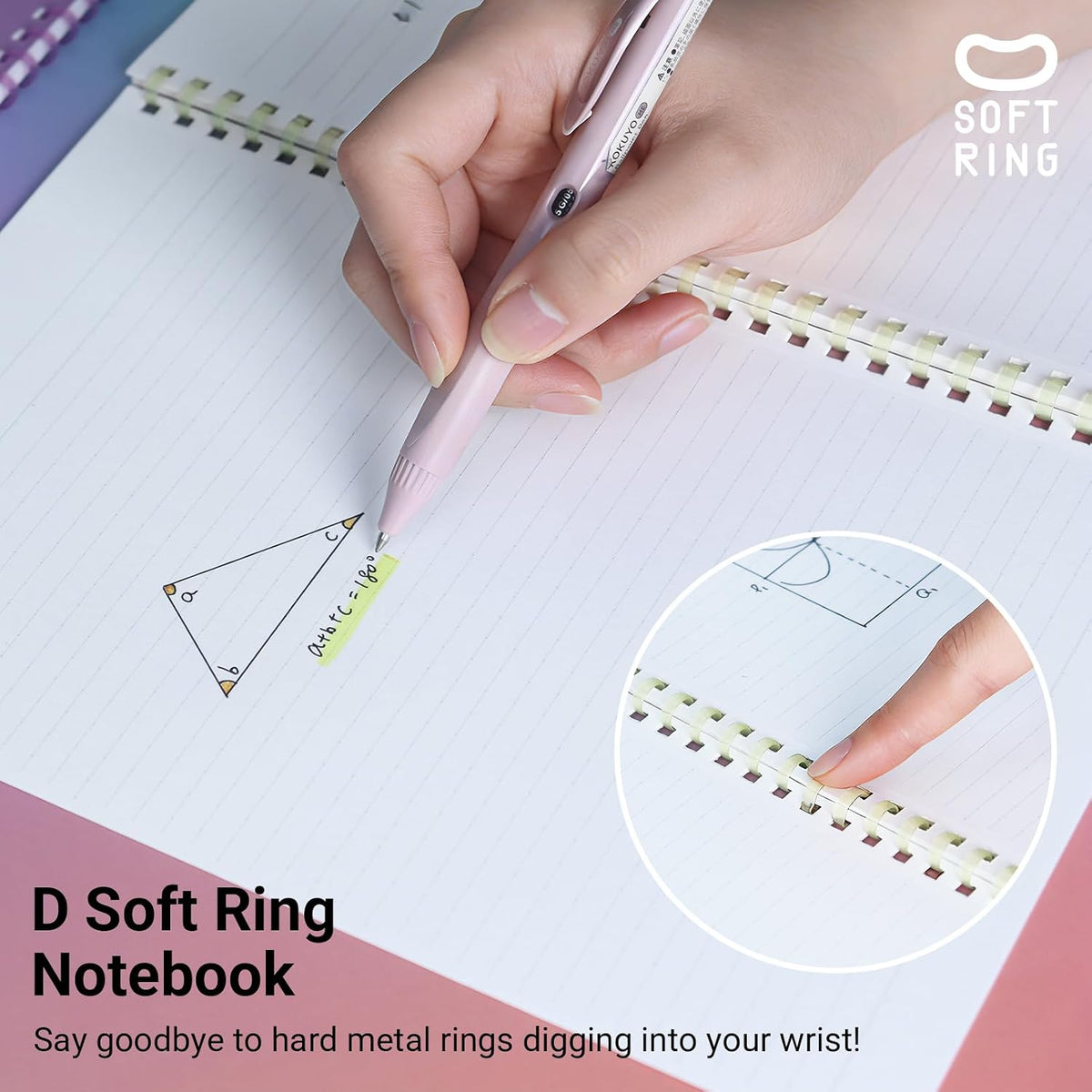 KOKUYO Spiral Lined Notebook, 5 Pack 8.3'' x 5.8'' Pastel Journal A5 Campus Soft Ring Notebooks with Dot 6 mm Ruled, 50 Sheets, 1 Subject Notebook, Note Taking for School (SU-S131BT)