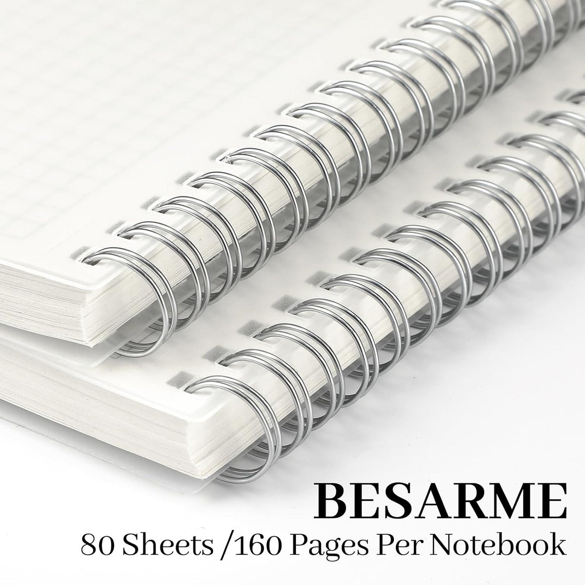 BESARME 2 Pack Graph Paper Spiral Notebooks, 8.5 x 11 In, 80 Sheets