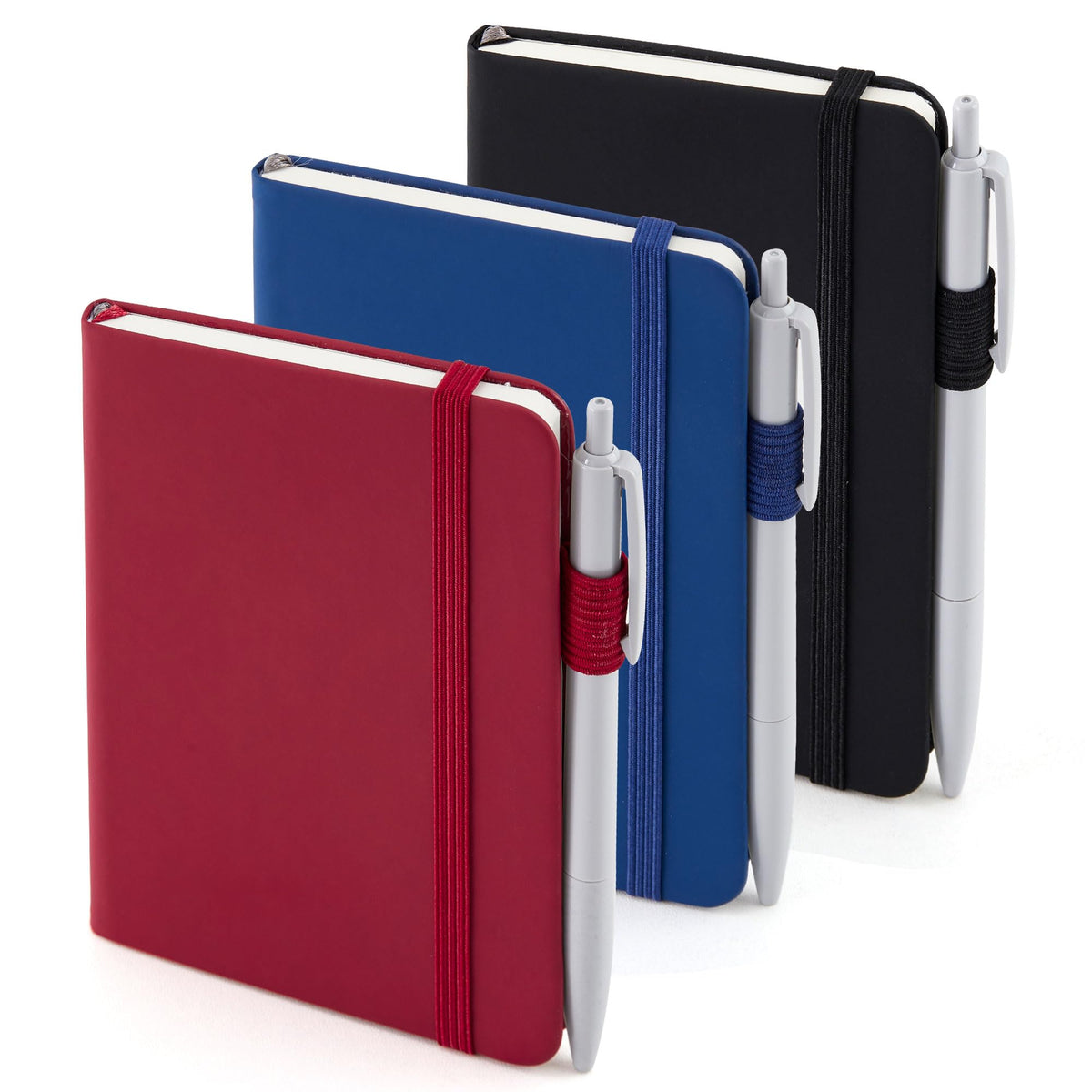 feela 3 Pack Pocket Small Notebook Journals, Mini Cute Hardcover College Ruled Notepad Women Office Supplies, with 3 Black Pens, 3.5”x 5.5”, A6, Pastel Colors, Light Blue, Light Purple, Light Green