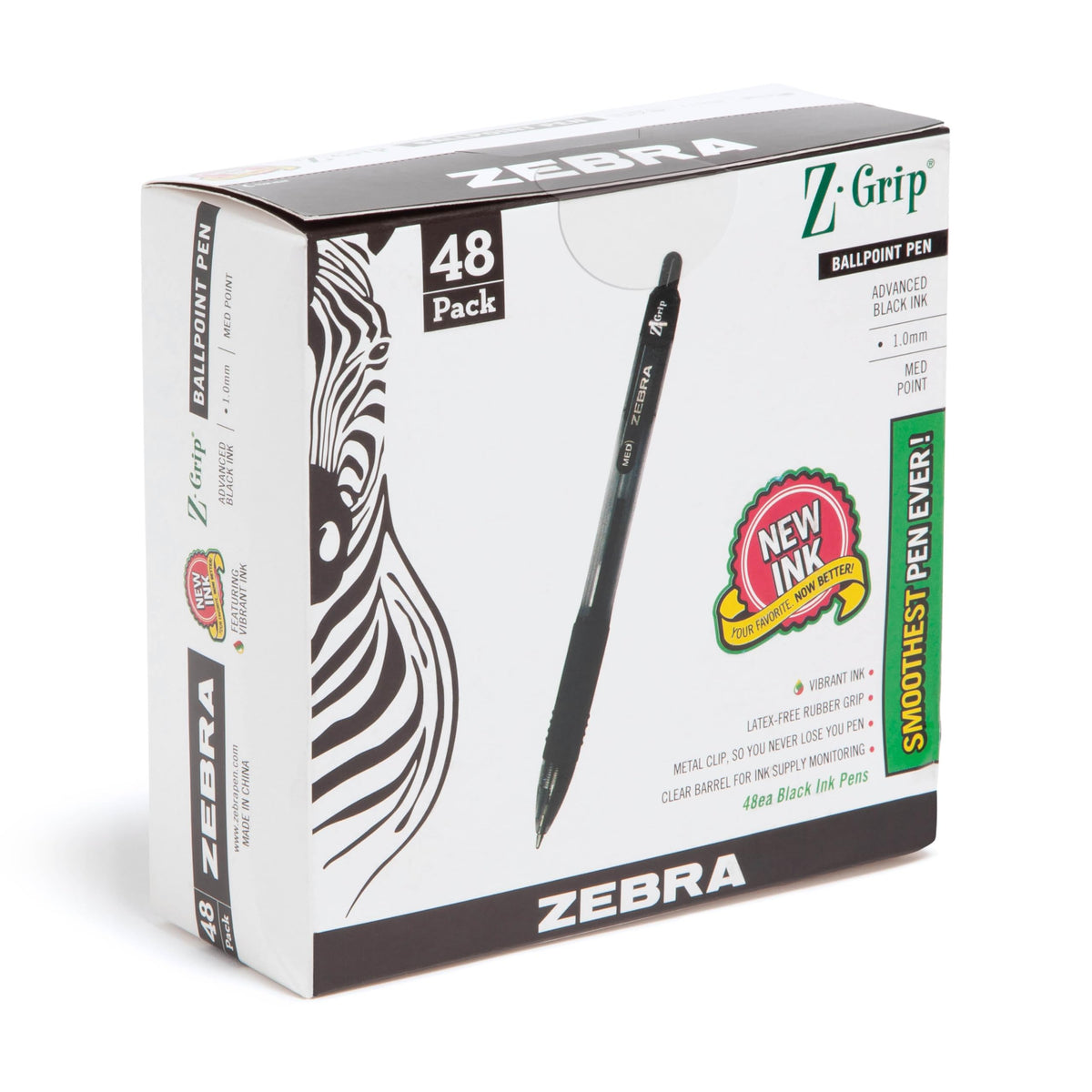 Zebra Pen Z-Grip Retractable Ballpoint Pen, Black Ink, 1.0mm, 24 Bulk-Pack