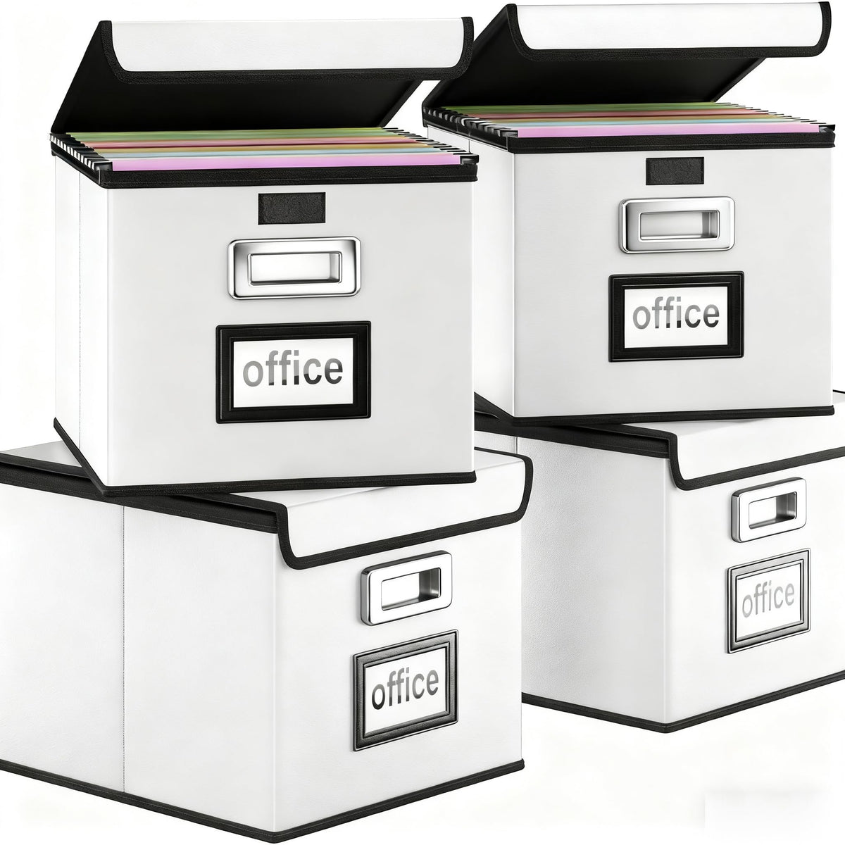 File Organizer Box with Lids, Collapsible File Folder Organizer