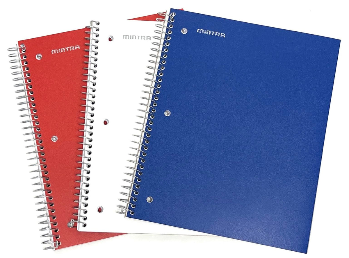 Mintra Office Durable Spiral Notebooks, 1 Subject, (Salmon, Sage Green, Lavender, Wide Ruled 3pk) - 100 Sheets, Poly Pocket, Moisture Resistant Cover, School, Office, Professional