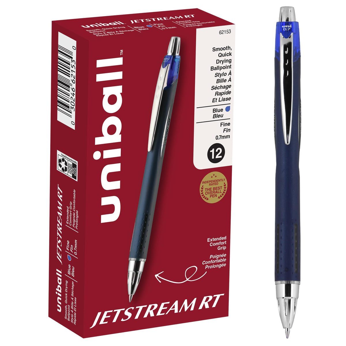 uniball Jetstream RT Ballpoint Pens, Fine Point (0.7mm), Black (Pack of 24)