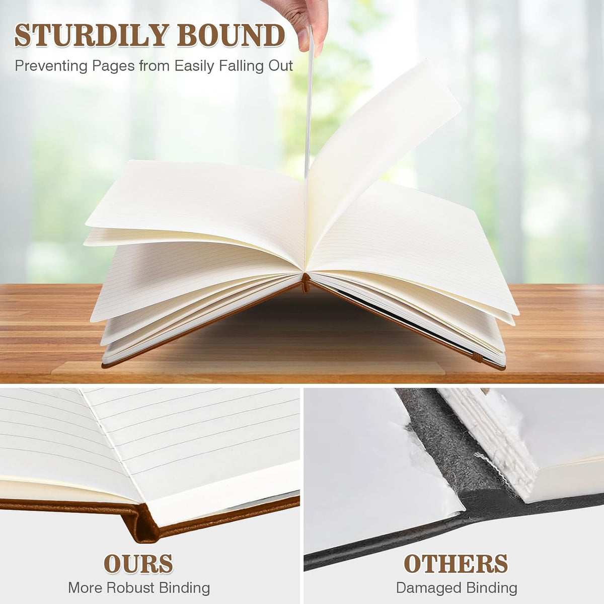 OMEYA Hardcover Journal Notebooks for Work: 4 Pack, A5 100gsm Lined Paper
