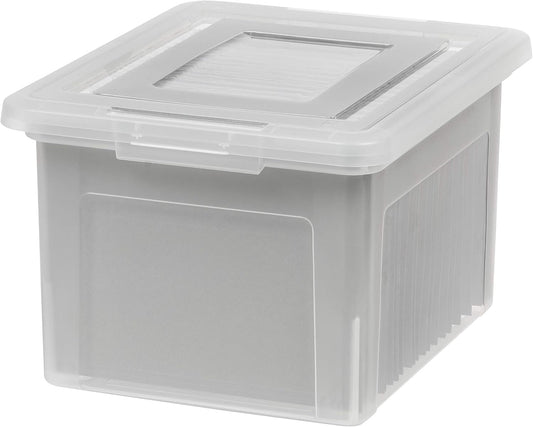 IRIS USA 35 Qt. Letter/Legal File Box with Latching Lid, Clear