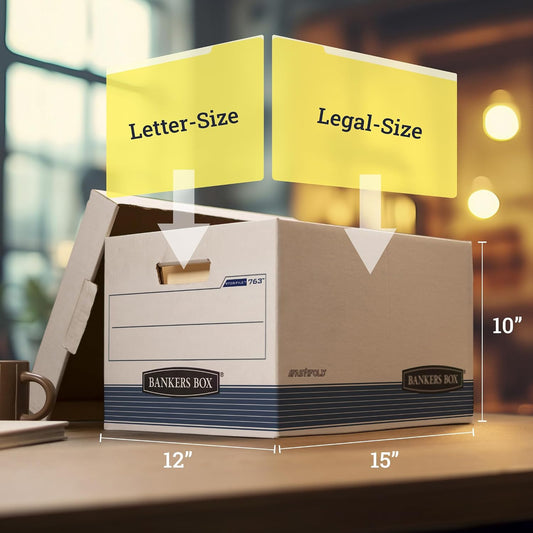 Bankers Box 20-Pack Medium-Duty File Storage Boxes, Letter/Legal, FastFold